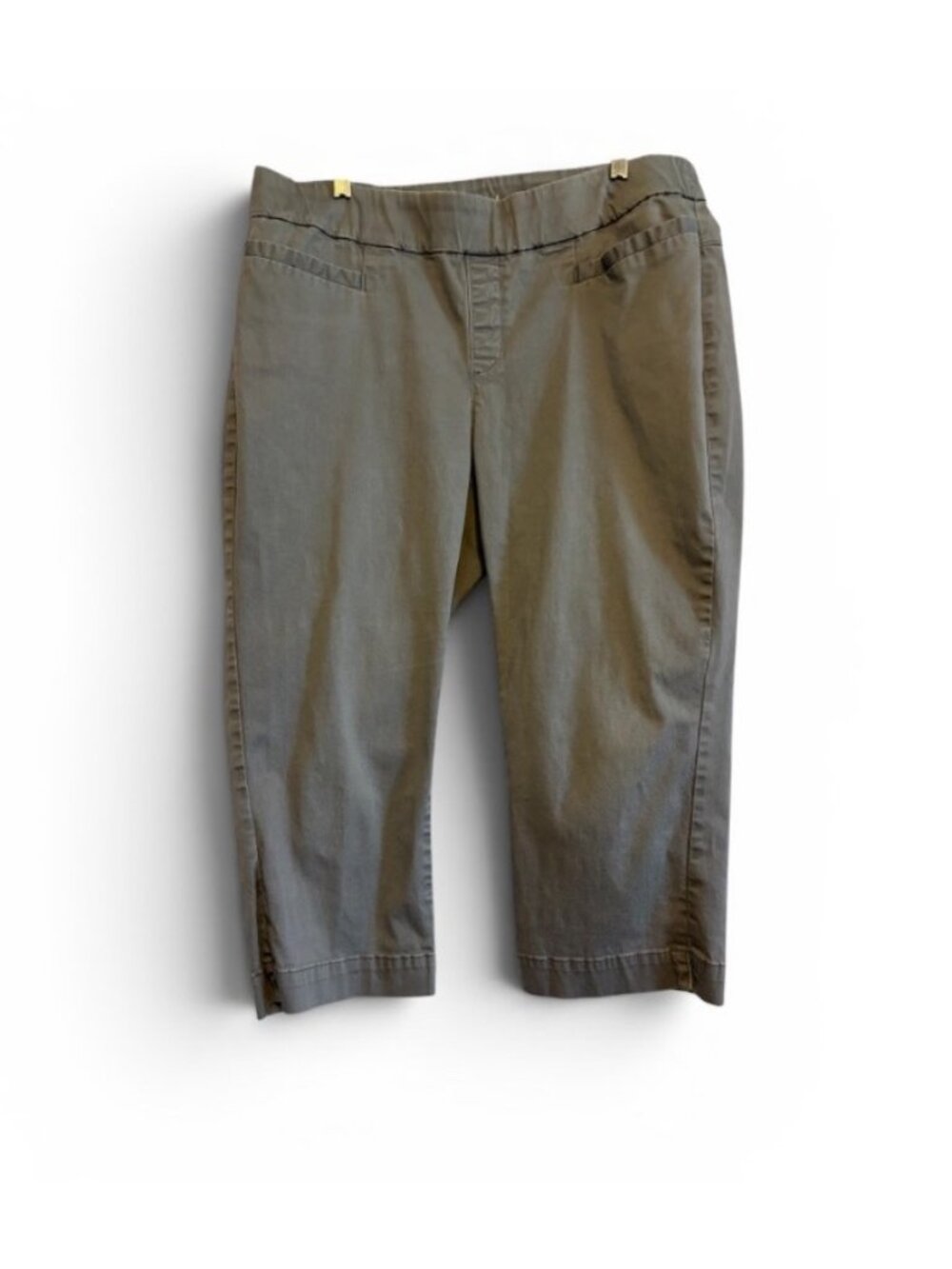 Lee Styleup Gray Cropped Capris Elastic Waist 4 Pockets Size 16